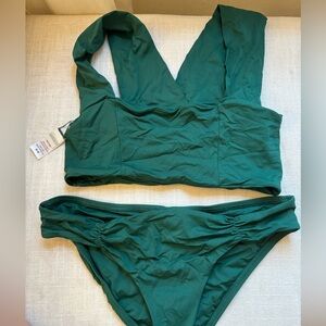 Lspace green bikini set with full coverage bottoms size medium